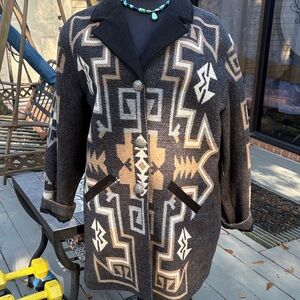 Pendleton Black and Tan Geometric Cardigan